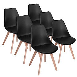 Sinlikon Lot de 6 chaises - Noir - Chaise Scandinave - Pieds en bois (6 chaises dans un colis)