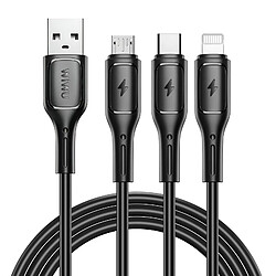 wiwu Câble 3-en-1 USB-C, Micro USB et Lightning Prise USB Longueur 1m Noir