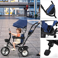 Sinlikon Tricycle enfant - Tricycle évolutif - structure métal - panier sac - bébé Mixte de 2 à 5 ans - Bleu pas cher