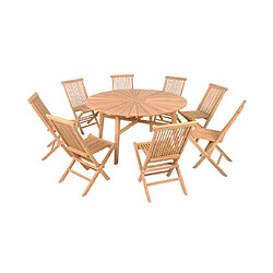 Mes Ensemble table jardin + 8 chaises teck - Naturel