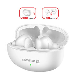 Avis Swissten Écouteurs TWS Bluetooth 5.3 Musique et Appels Boitier 230mAh USB-C Blanc