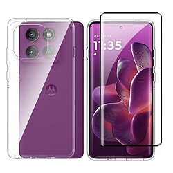 Htdmobiles Coque pour Motorola Edge 60 Pro 5G - housse etui silicone gel fine + verre trempe - TRANSPARENT TPU