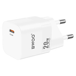 Bwoo Chargeur Secteur USB-C Power Delivery Charge Rapide Format Compact Blanc