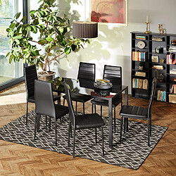 Sinlikon Lot de 6 Chaise Cuisine, Chaise de Salle à Manger, Dossier Haut de la Cuisine, Chaise de Salle à Manger Confortable et Durable - Noir (6) pas cher