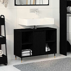 vidaXL Cabinet de salle de bain avec porte Chêne noir 80 x 33 x 60 cm