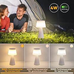 NETTLIFE Lampe de table à piles, lampe de chevet LED - 3600mhA sans fil, lampe tactile à intensité variable avec batterie rechargeable USB blanche