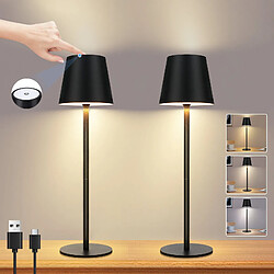 Nettlife Lampe de table LED sans fil, lampe de chevet tactile à intensité variable IP54, lot de 2 lampes de table LED