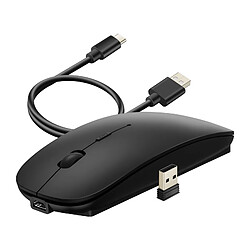wiwu Souris sans fil Bluetooth et Dongle USB 2.4G Compacte Rechargeable Noir