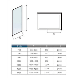 Aica Sanitaire Paroi de douche noire 90x200cm paroi de douche à l'italienne en 8mm verre anticalcaire avec barre de fixation noire 90cm pas cher