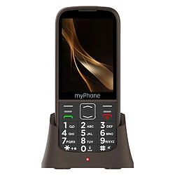 Myphone Téléphone Senior Double SIM boutons SOS grand écran et Socle de charge Marron