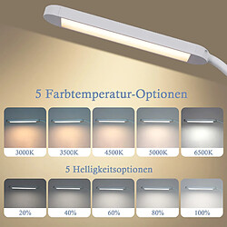 NETTLIFE Lampe de bureau LED à intensité variable avec prise blanche 5 niveaux de luminosité 11W flexible avec fonction minuterie de veilleuse