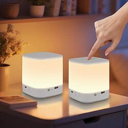 Lot de 2 lampes de table LED NETTLIFE avec 3 températures de couleur, lampe de chevet, batterie 3600 mAH, chargement USB