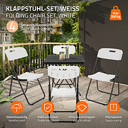 Ecd Germany Lot de 4 chaises pliantes blanc mat cadre métallique de jardin bistrot camping