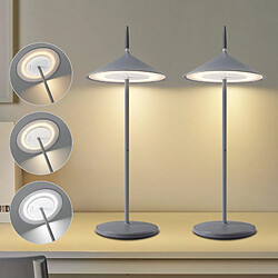 NETTLIFE Lampe de table sans fil lampe de chevet batterie lot de 2 lampes de table LED 1800mhA rechargeable tactile dimmable moderne gris IP44 USB