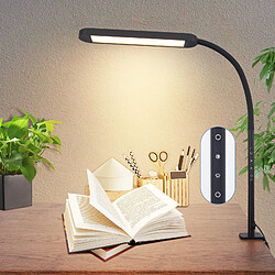 NETTLIFE Lampe de bureau LED à pince à intensité variable noire 5 couleurs et 5 niveaux de luminosité 11W Protection des yeux flexible