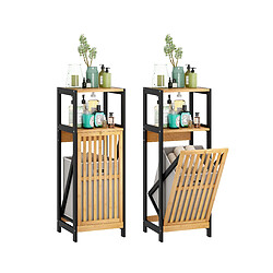 Sanless Panier à linge bambou - Bois clair