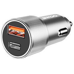 Bwoo Chargeur Allume-cigare 38W USB-C + USB Charge Rapide avec LED Compact Argent