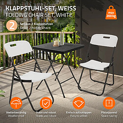 Ecd Germany Lot de 2 chaises pliantes blanc mat cadre métallique de jardin bistrot camping