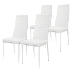 ML-Design Lot de 4 chaises de salle à manger rembourrées en matériau synthétique blanc