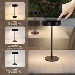 NETTLIFE Lampe de table LED solaire sans fil rechargeable tactile à intensité variable noire 3 600 mhA avec batterie USB
