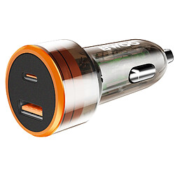 Bwoo Chargeur Voiture 38W Double Port USB-C et USB Charge Rapide Compact Transparent