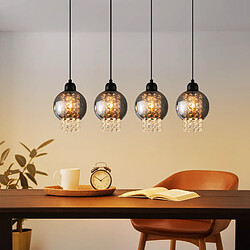 NETTLIFE Lampe Suspendue Pour Table à Manger En Cristal Noir E27 Lampe Suspendue Moderne Pour Salon