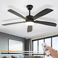 Ventilateur de plafond NETTLIFE avec éclairage LED silencieux à intensité variable 23W Noir 125 cm Ventilateurs avec lumière Minuterie 6 vitesses