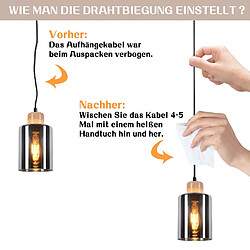 NETTLIFE Suspension en bois pour table à manger vintage 1 lumière E27 lampe de salle à manger industrielle pas cher