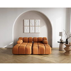 Lisa Design Ruby - canapé droit 4 places avec double méridienne - assise profonde - en velours texturé