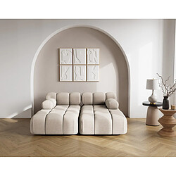 Lisa Design Ruby - canapé droit 4 places avec double méridienne - assise profonde - en velours texturé