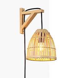 Barcelona LED Applique murale en bois avec abat-jour en bambou "CESTA"