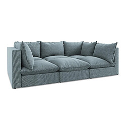 Makamii Canapé modulable 3 places - Noir - Canapé modulable 3 places - tissu - style scandinave - ressorts Nosag - coussins fournis