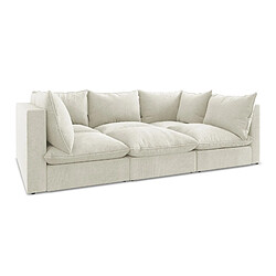 Makamii Canapé modulable 3 places en tissu - Beige - Canapé modulable en tissu - style scandinave - ressorts Nosag - tissu résistant à l'abrasion