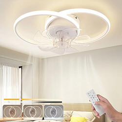 Ventilateur de plafond LED NETTLIFE avec éclairage 36 W silencieux avec télécommande 3 températures de couleur 6 vitesses Blanc