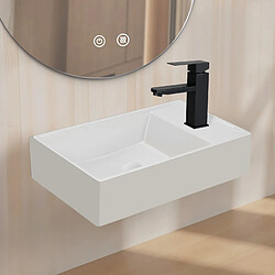 NETTLIFE Lavabo de salle de bain à poser, petit lavabo carré en céramique, 40 cm