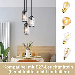 NETTLIFE Lampe à Suspension Pour Table à Manger En Cristal Noir Moderne 1 Flamme E27