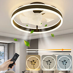 Ventilateur de plafond NETTLIFE avec éclairage 34 W 40 cm silencieux variable 3 températures de couleur et 6 vitesses avec télécommande