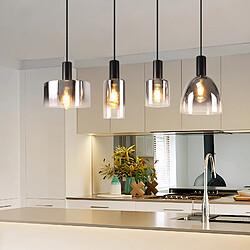 NETTLIFE Lampe à Suspension Pour Table à Manger Vintage En Verre Gris Fumé E27 Réglable En Hauteur Pour Salon