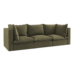 Makamii Canapé modulable 3 places tissu - Olive - Canapé modulable 3 places - tissu - style scandinave - assise moelleuse - coussins inclus