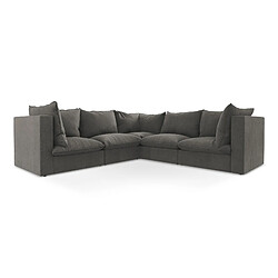 Makamii Canapé modulable 3 places - Gris foncé - Canapé modulable 3 places - tissu texturé - style scandinave - ressorts Nosag