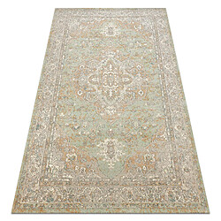 RUGSX Tapis en laine SOHO 477.01.LA402 OSTA - Ornement, rosette, naturel vert beige 80x160 cm