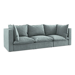 Makamii Canapé modulable 3 places tissu - Bleu jean - Canapé modulable en tissu - mousse polyuréthane - style scandinave