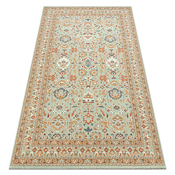 RUGSX Tapis en laine SOHO 477.26.LA400 OSTA - Ornement, cadre, naturel vert beige 80x160 cm