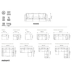 Acheter makamii Canapé panoramique 5 places modulaire en tissu bouclette - MANAO