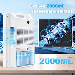 Nettlife Déshumidificateur 2000 ml avec télécommande, minuterie 24 h, nettoyage UV et mode veille (blanc)
