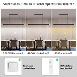 Suspension LED NETTLIFE pour salle à manger, intensité variable, noire, moderne, 50 W, 148,5 cm