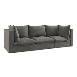 Makamii Canapé modulable 3 places en tissu - Gris foncé - Canapé modulable 3 places - style scandinave - tissu - assise ferme - structure panneau de particules