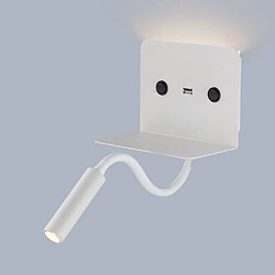 Barcelona LED Applique murale + liseuse led "Slange" 3W + 6W avec port usb