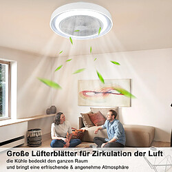 NETTLIFE Ventilateur de plafond avec éclairage LED et télécommande - Lampe plafonnier moderne, silencieux, dimmable, 5 pales lumineuses