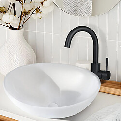 Lavabo de salle de bain NETTLIFE, vasque à poser ovale effet lotus, blanc
